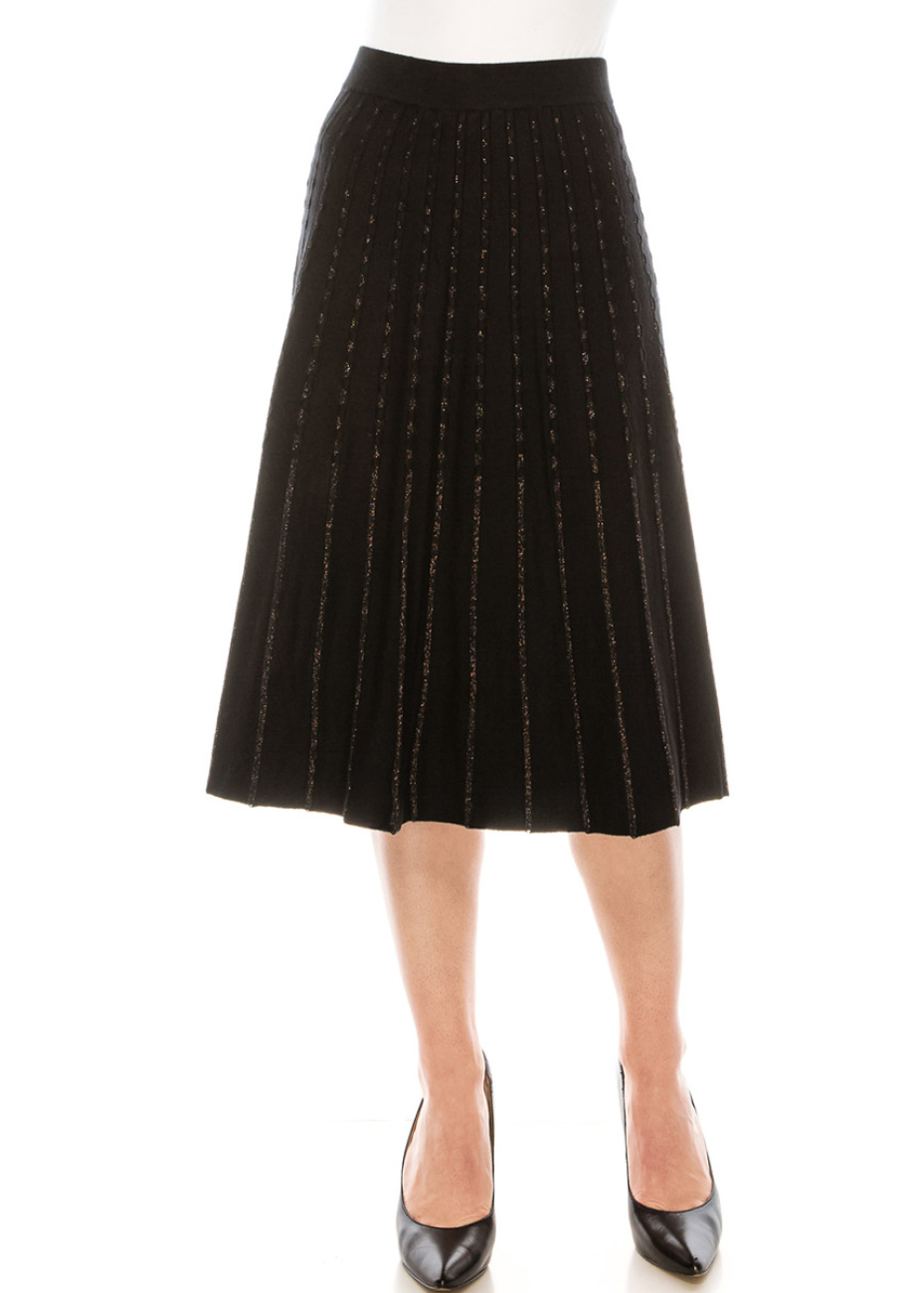 Pleated black skirt with golden accents | Modest Women